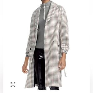 Maje Gessia Checked Trench Coat Size 36